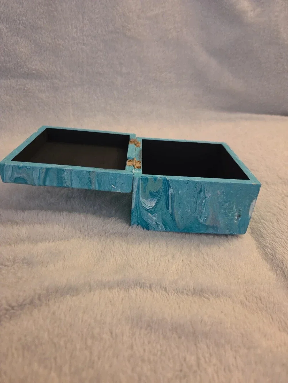 Gemini Moon Square Wooden Jewelry Box Handmade